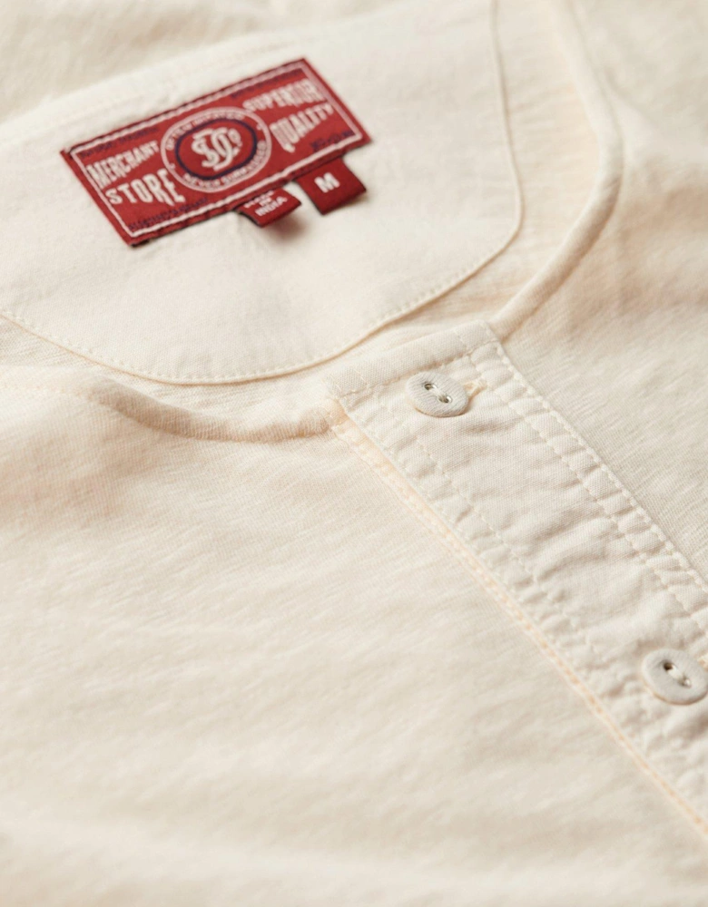 Merchant Short Sleeve Grandad Jersey T-Shirt - Cream