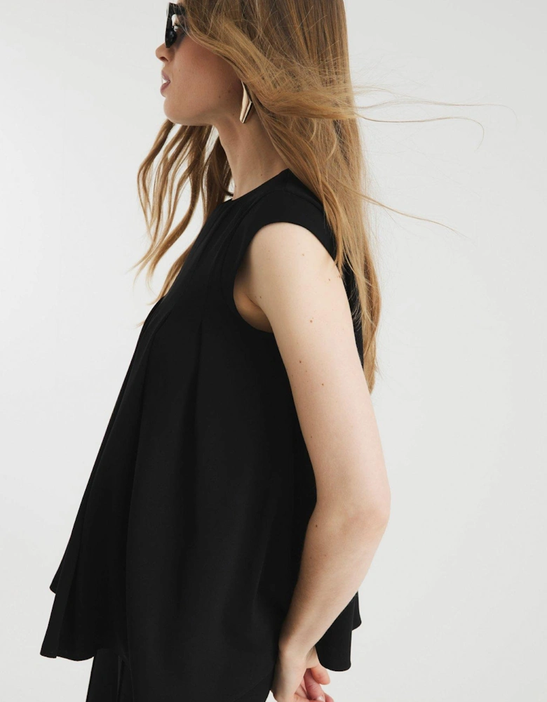 Pleated Tank Top - Black
