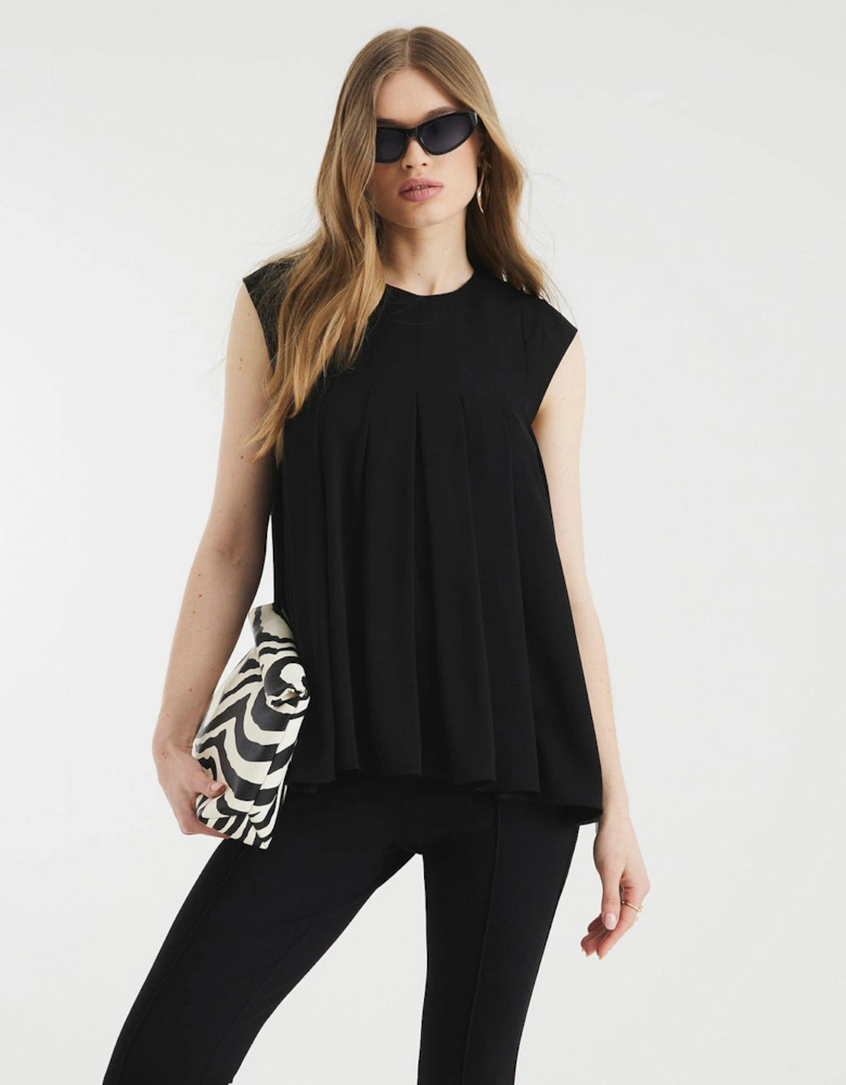 Pleated Tank Top - Black