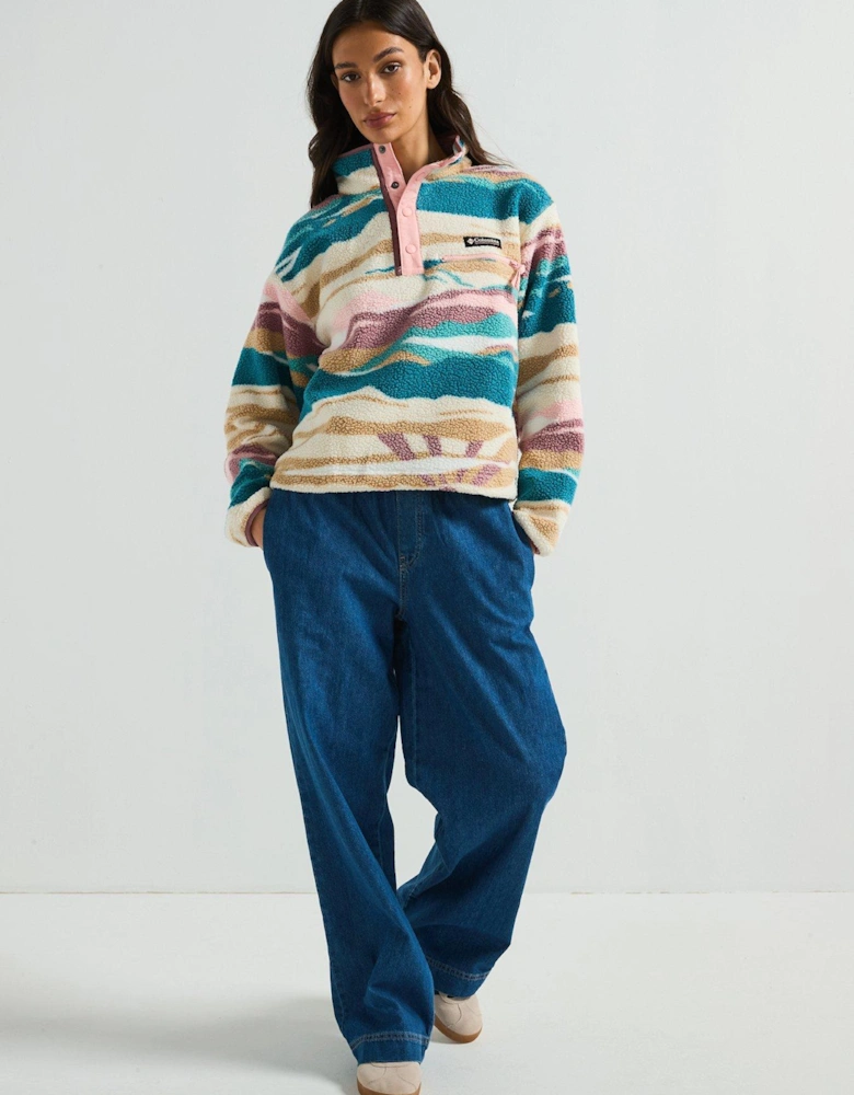 Women's Helvetia 2 Printed Cropped Half Snap - Blue Print