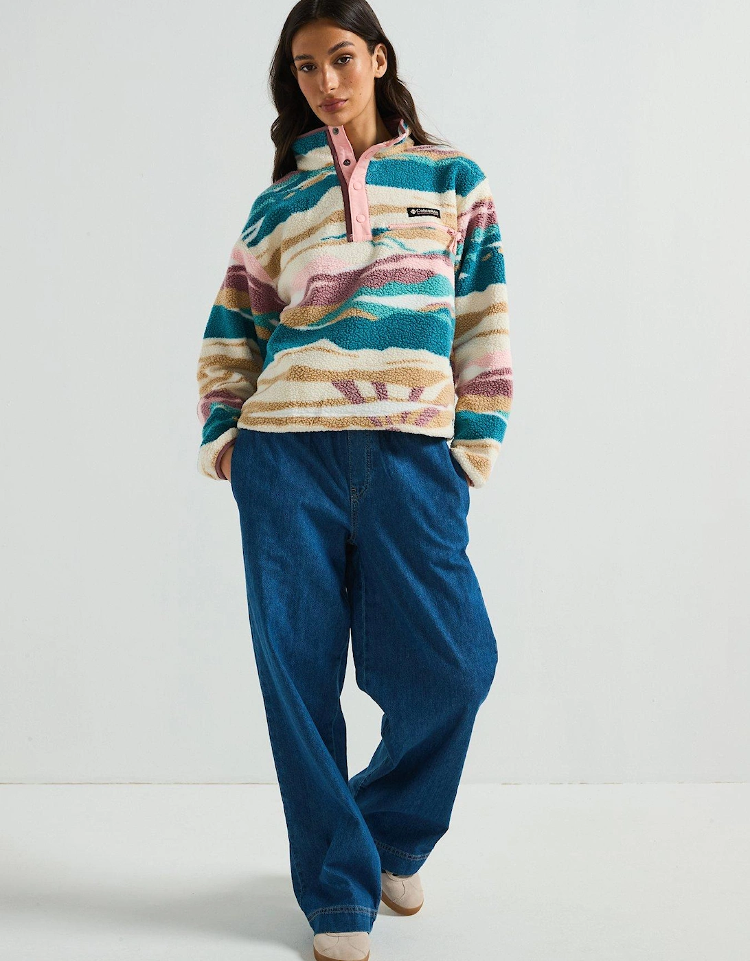 Women's Helvetia 2 Printed Cropped Half Snap - Blue Print