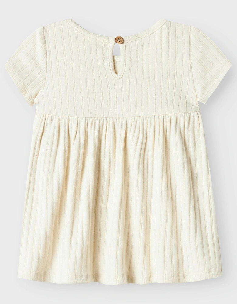Baby Girls Crochet Short Sleeve Body Dress - Turtledove