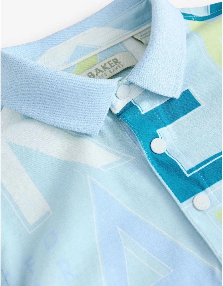 All Over Logo Polo Shirt - Blue