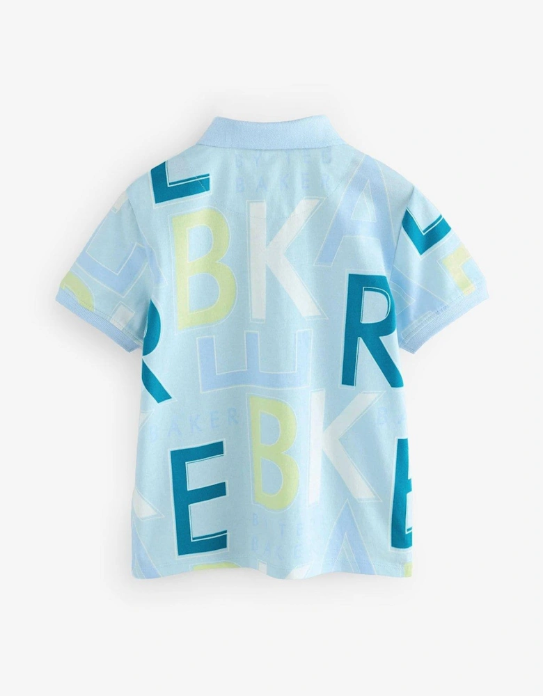 All Over Logo Polo Shirt - Blue