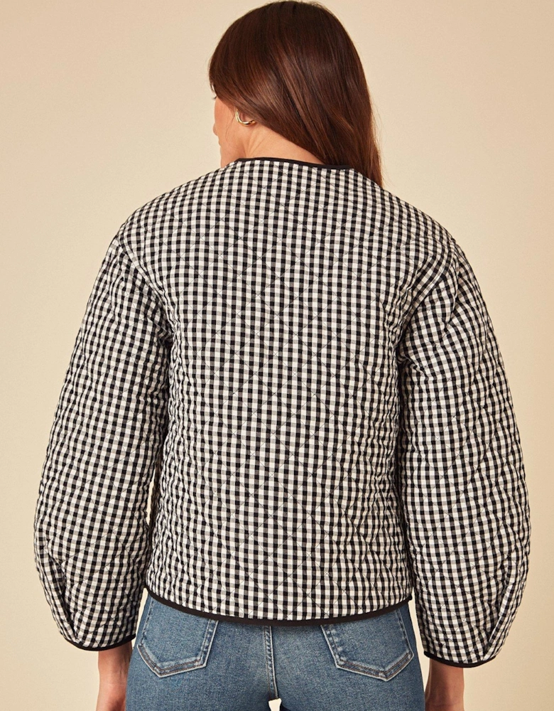 Gingham Quilted Jacket - Monochrome