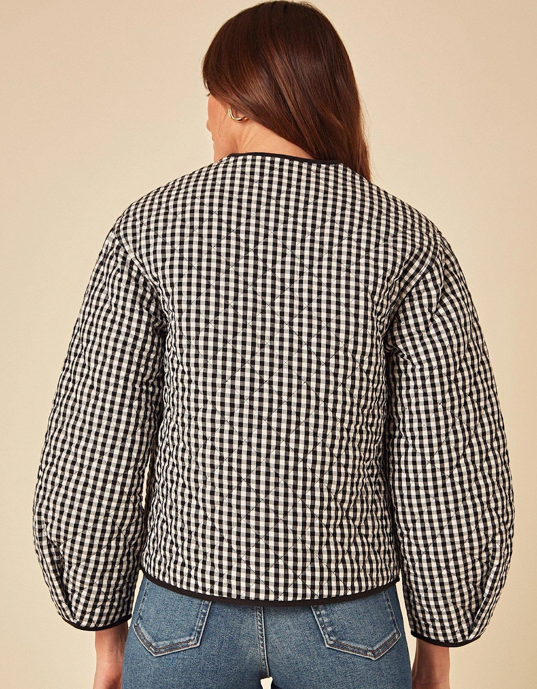 Gingham Quilted Jacket - Monochrome