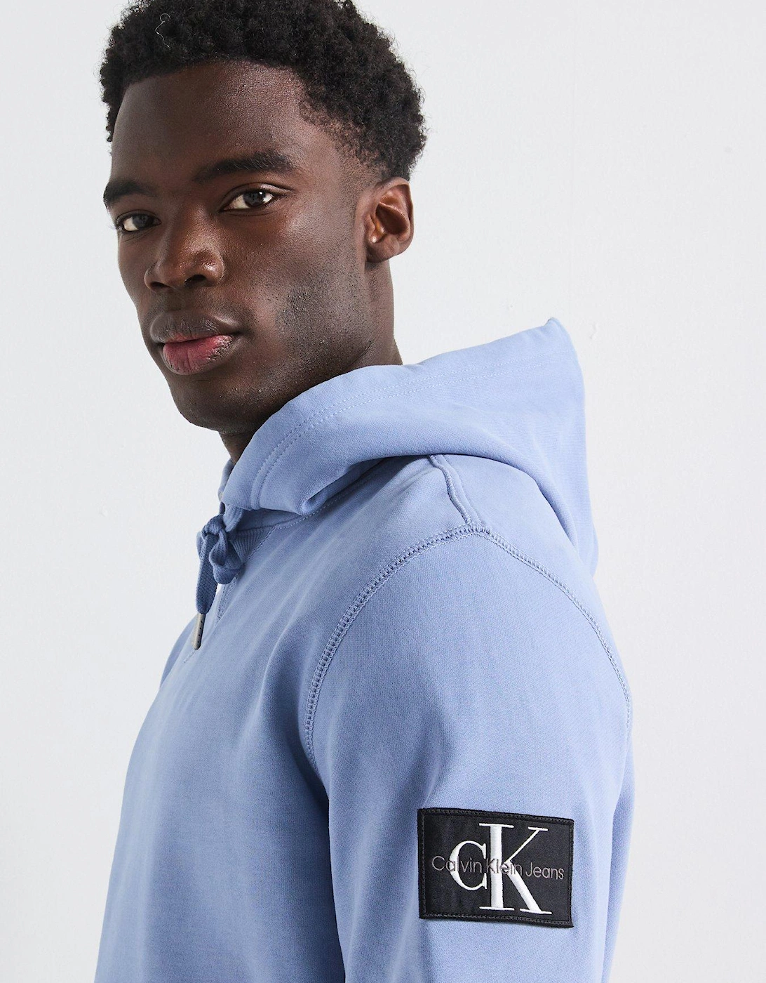 Badge Sleeve Overhead Hoodie - Dark Grey