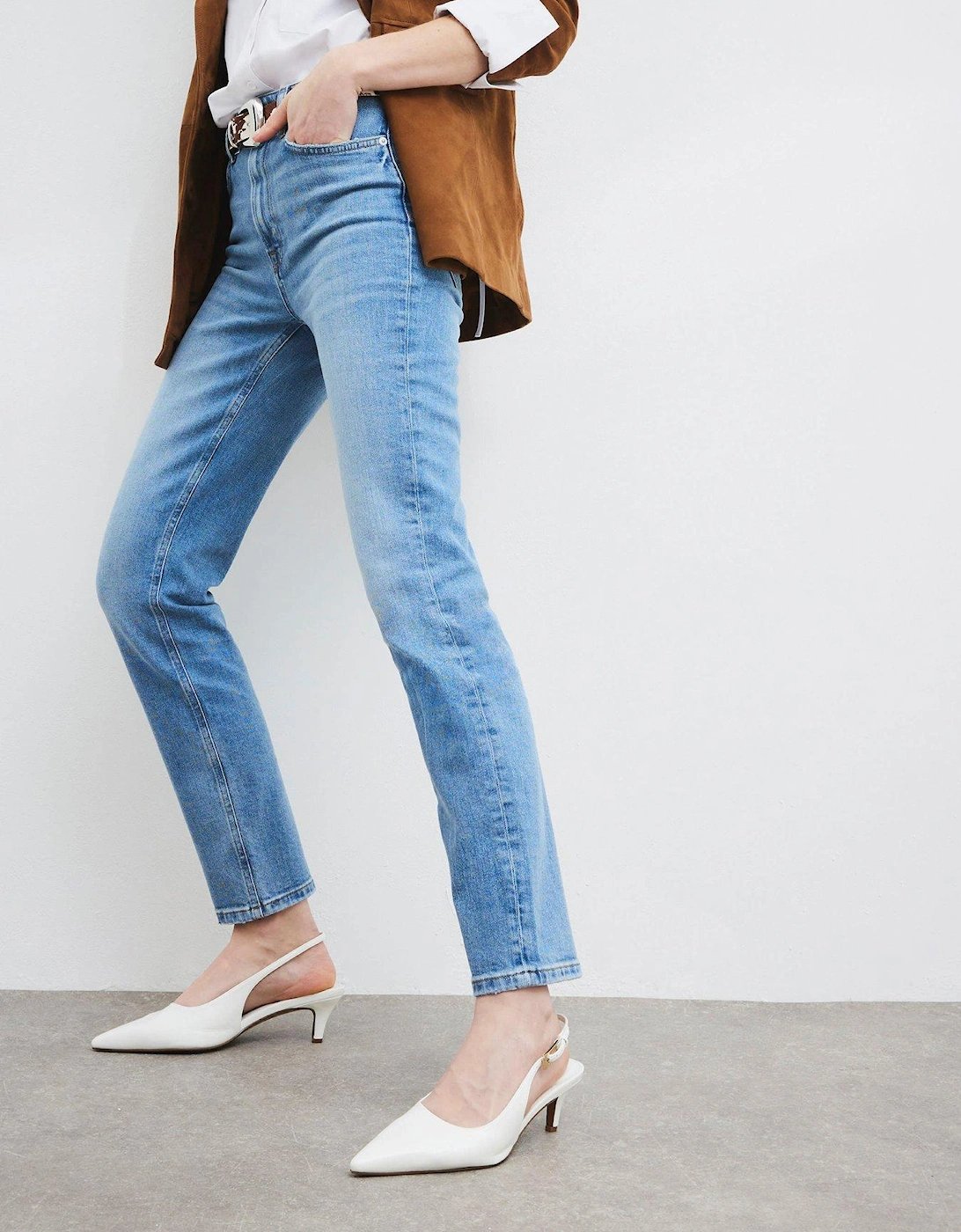 High Rise Ankle Slim Jeans - Blue