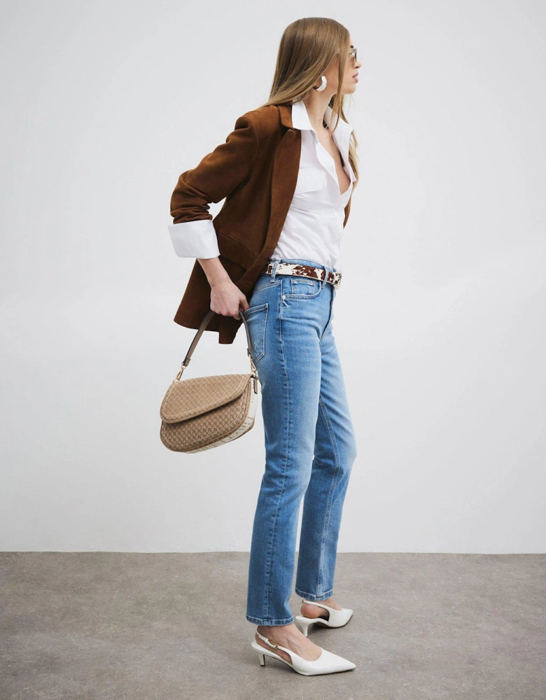 High Rise Ankle Slim Jeans - Blue