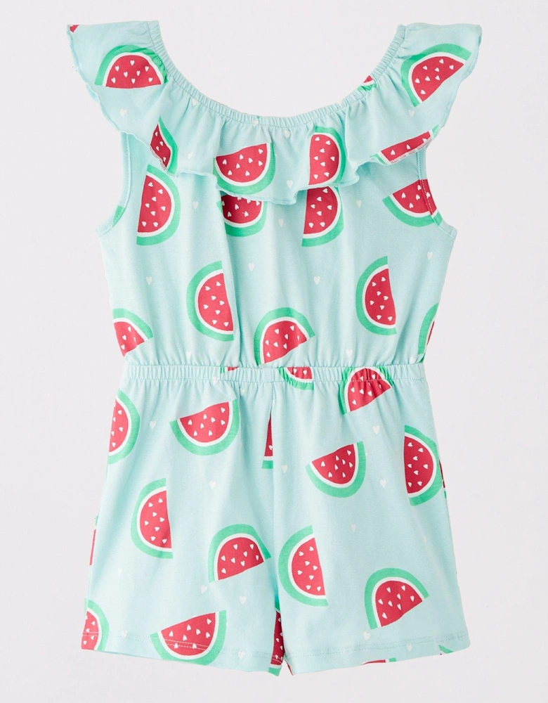 Girls 2 Pack Watermelon Playsuits - Multi