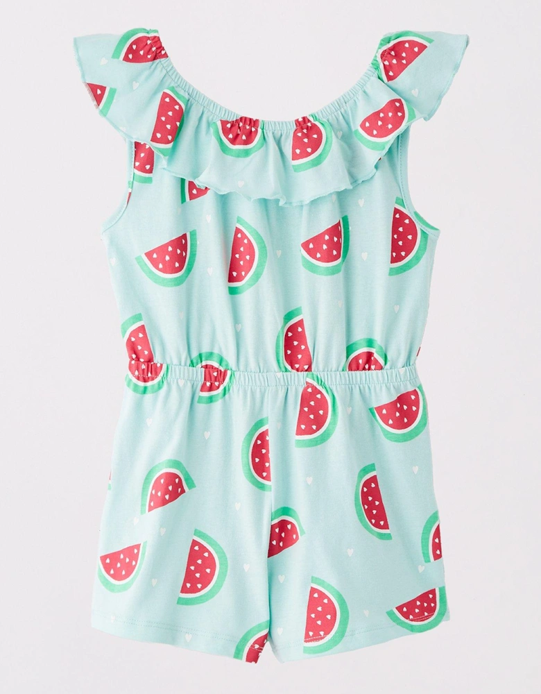 Girls 2 Pack Watermelon Playsuits - Multi