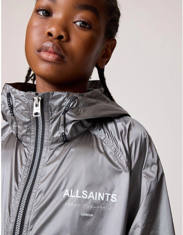 Girls Lightweight Metallic Jacket - Silver
