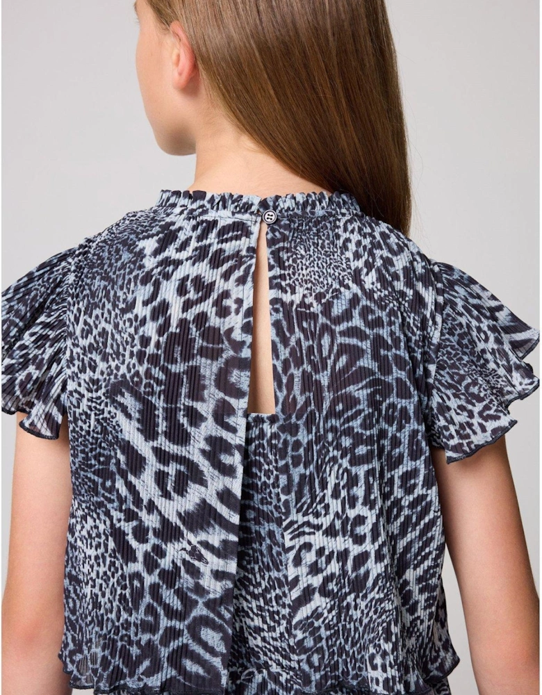 Girls Tier Leopard Antheia Dress - Multi