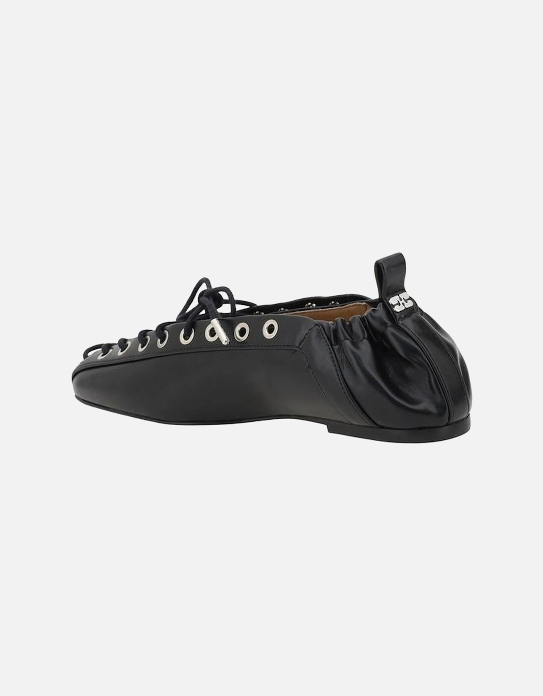 Square Toe Ballet Flats with Crisscross Laces Women - Black
