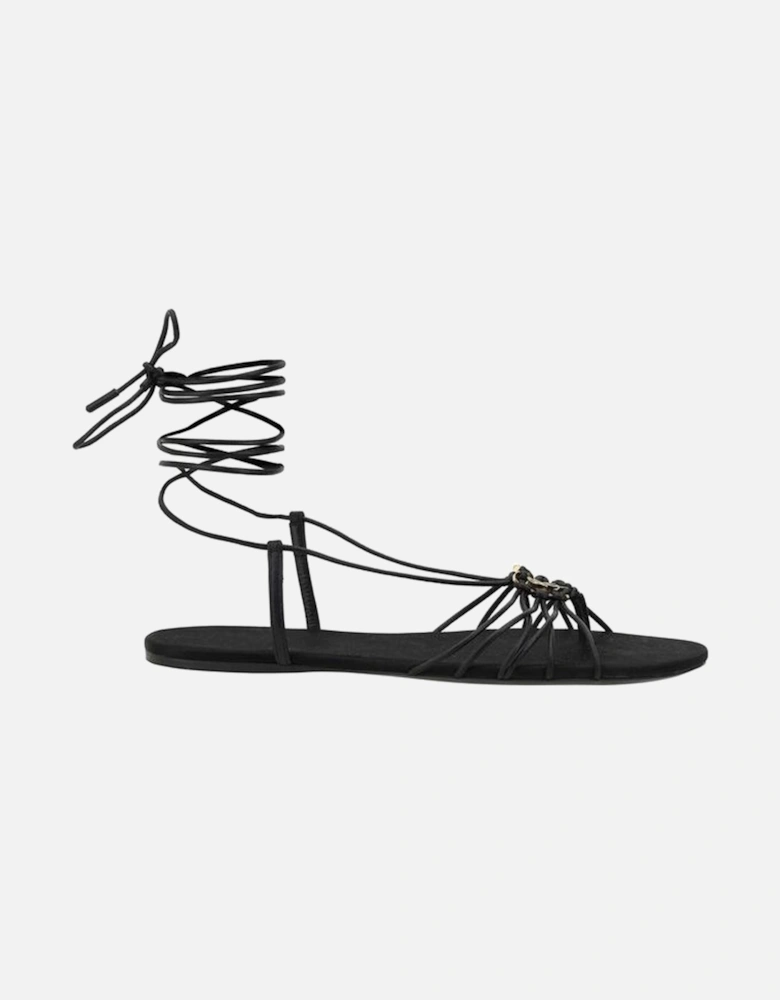 Lambskin Babylone Sandals with Knotted Ankle Straps Women - Black