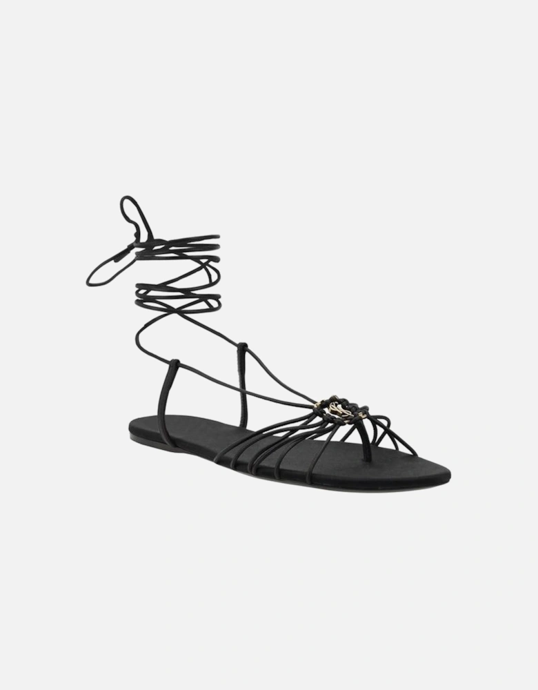 Lambskin Babylone Sandals with Knotted Ankle Straps Women - Black