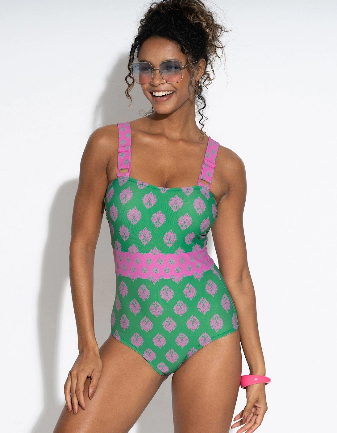 Palm Springs Colour Block Tummy Control Swimsuit, 2 of 1