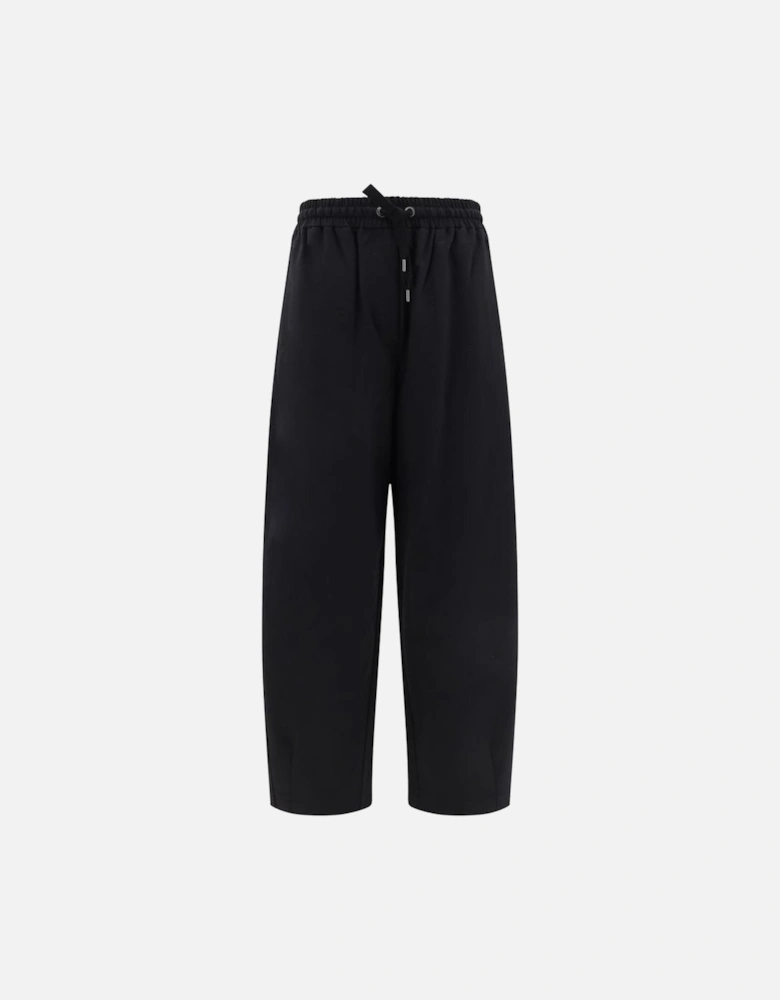 Elastic Waistband Wide Leg Sweatpants Women - Black Jeans