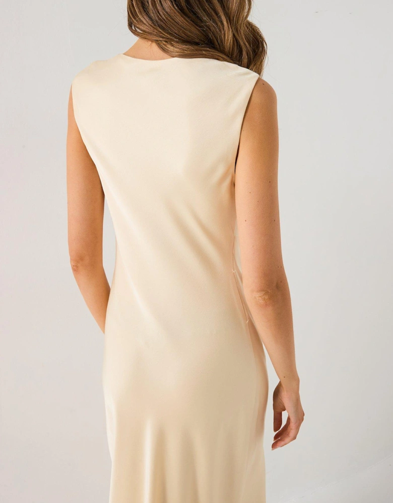 Ava Draped Satin Maxi Dress - Multi