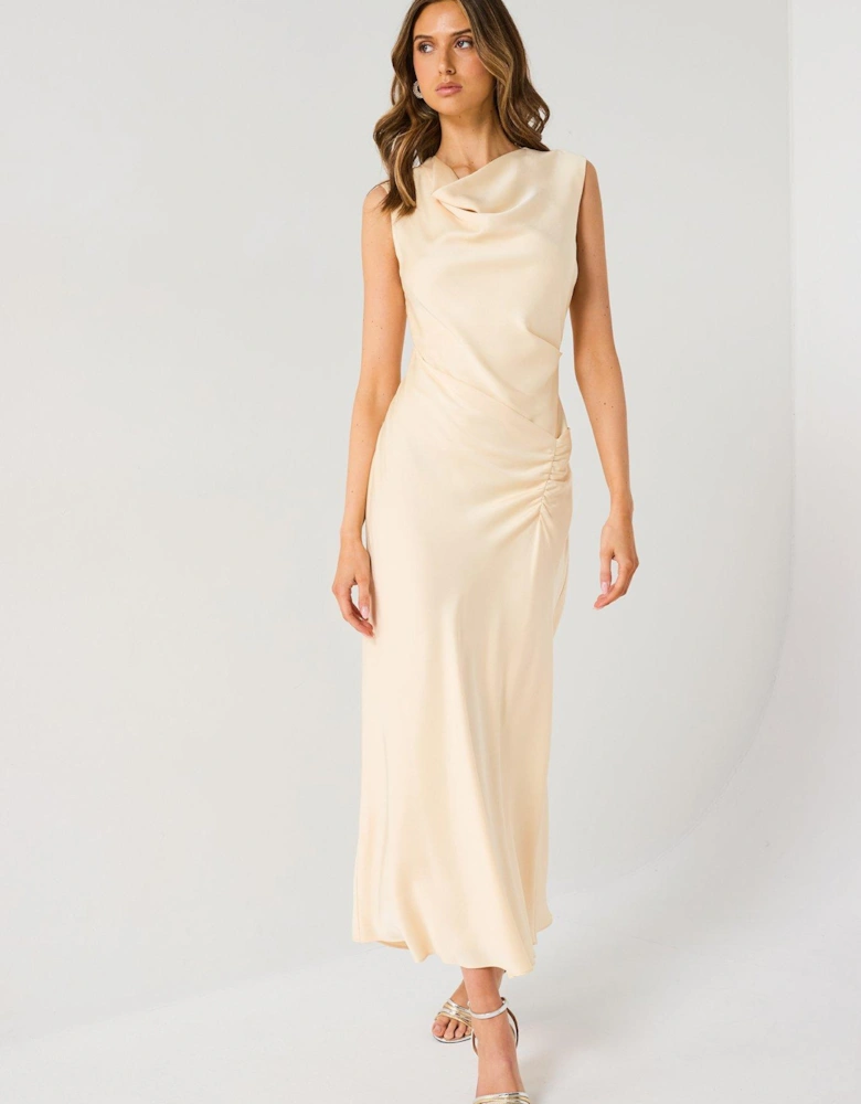 Ava Draped Satin Maxi Dress - Multi