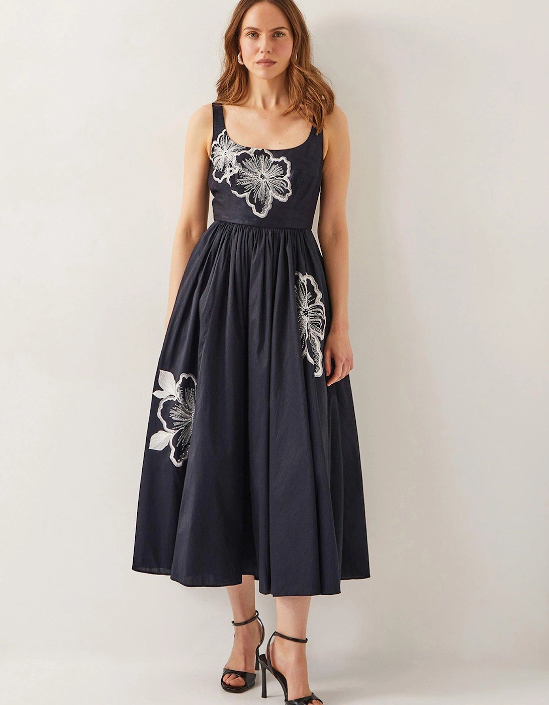 Sophie Embroidered Fit & Flare Midi Dress - Black, 2 of 1
