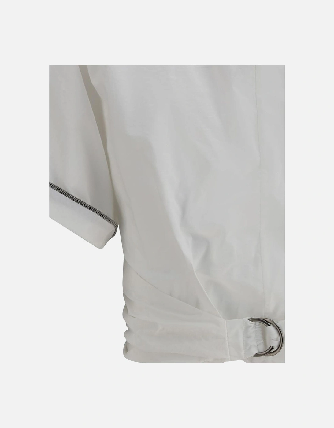 V-Neck Blouse with Buckle-Knotted Waist and Jeweled Details Women -