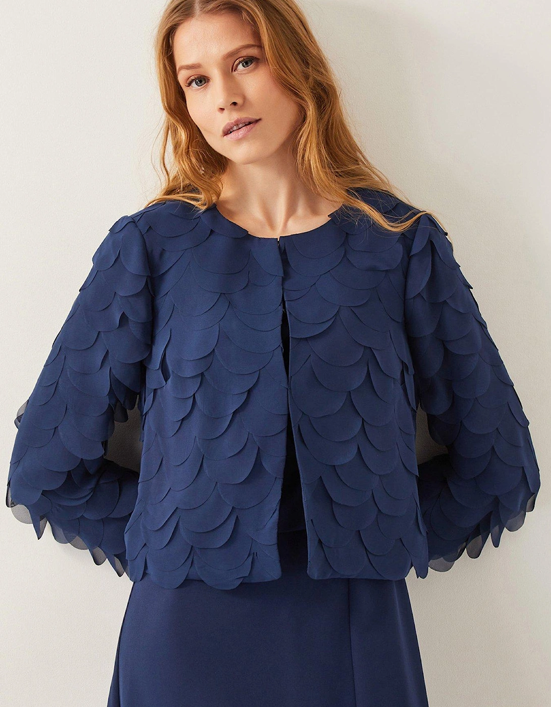 Elora Scalloped Chiffon Jacket - Blue, 2 of 1