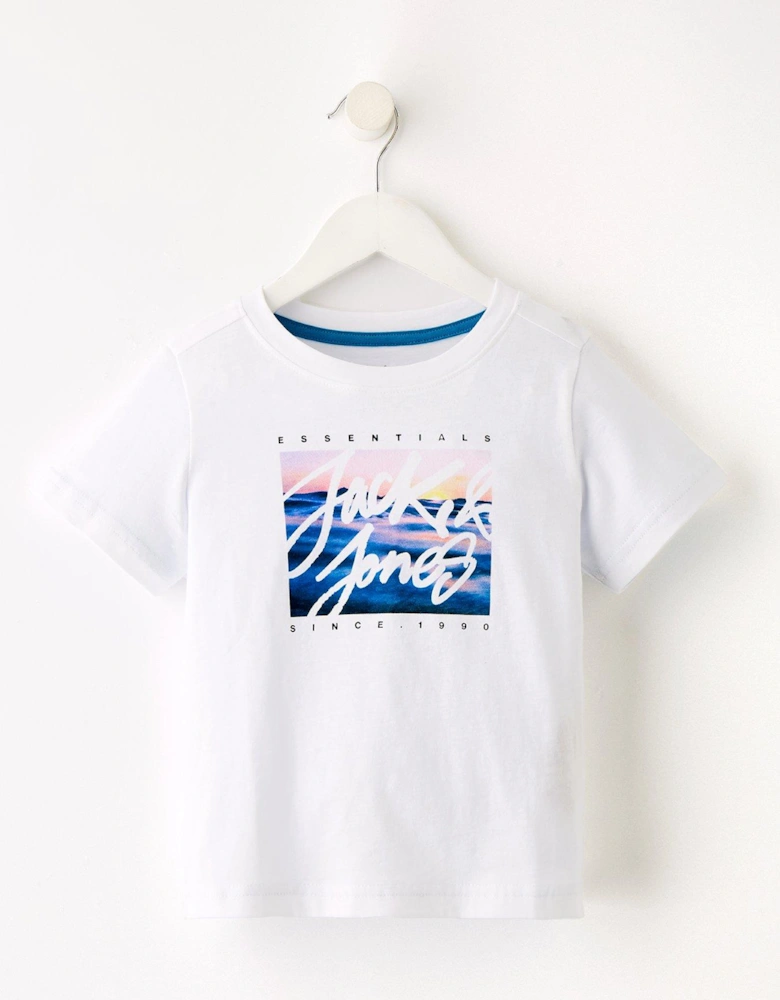 Younger Boys Colton Photoprint Short Sleeve Tshirt - White