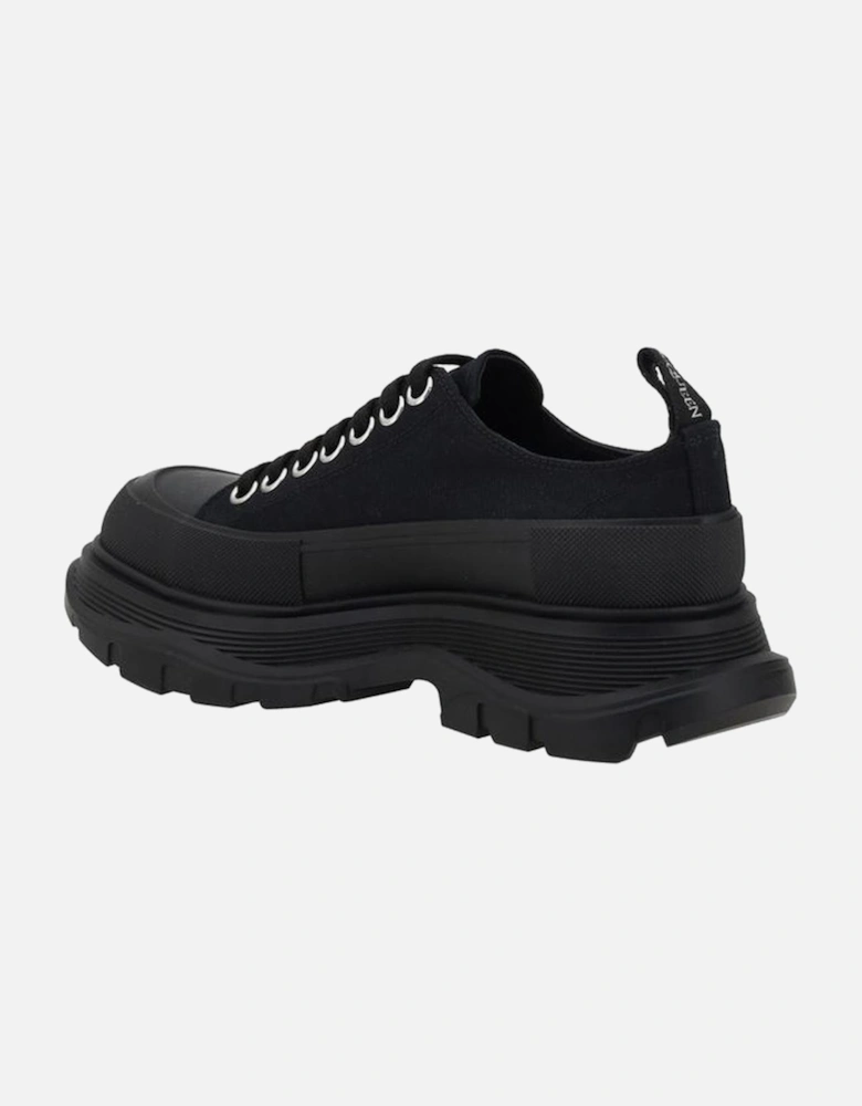 Cotton Tread Slick Sneakers with Platform Sole Women - Black