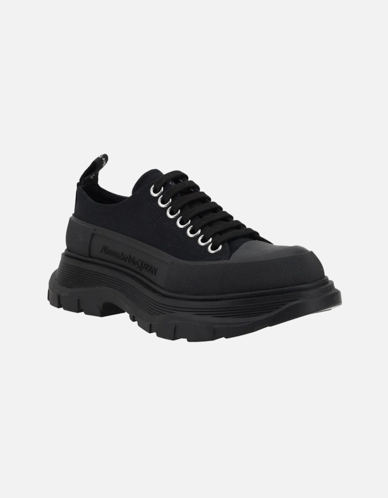 Cotton Tread Slick Sneakers with Platform Sole Women - Black