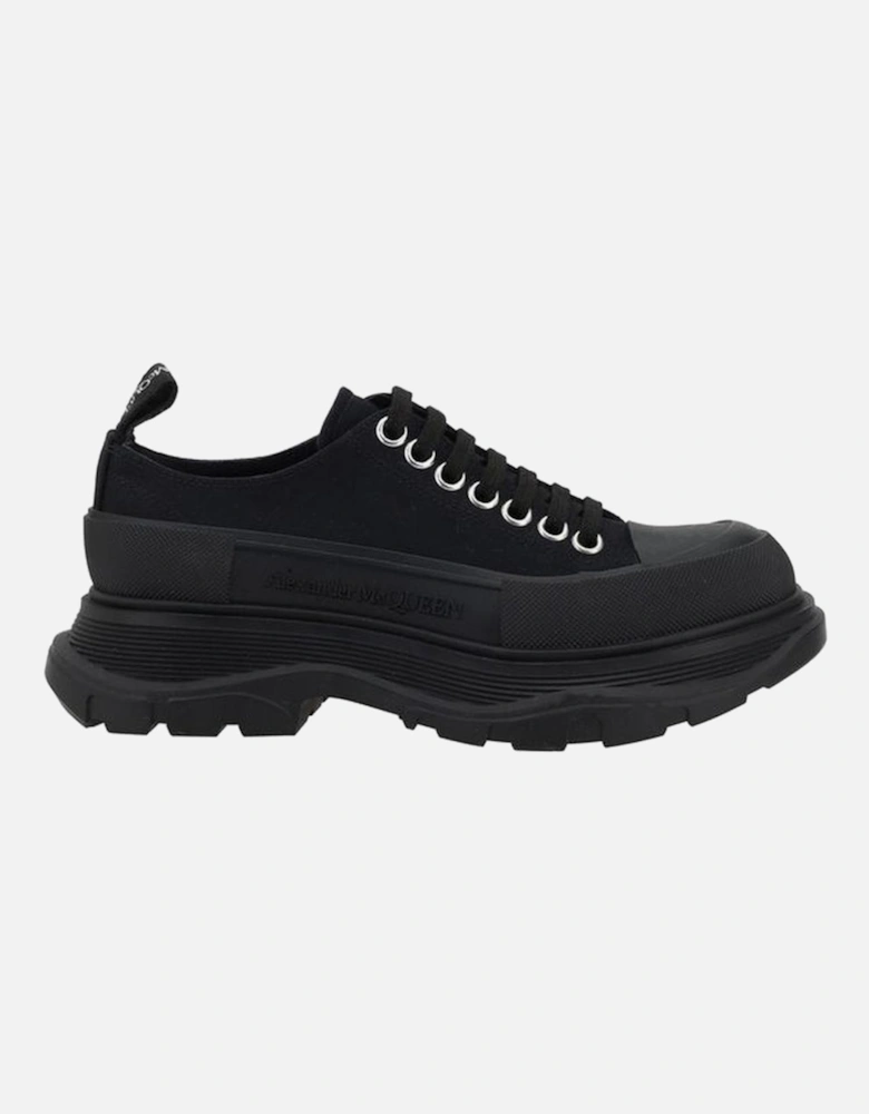 Cotton Tread Slick Sneakers with Platform Sole Women - Black