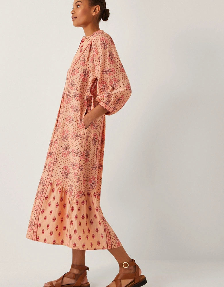 Sibyl Contrast Print Dress - Orange