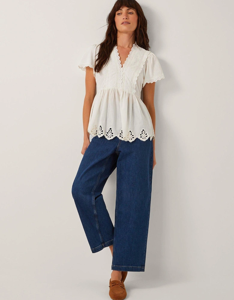 Dee Detail Jersey Top - Cream