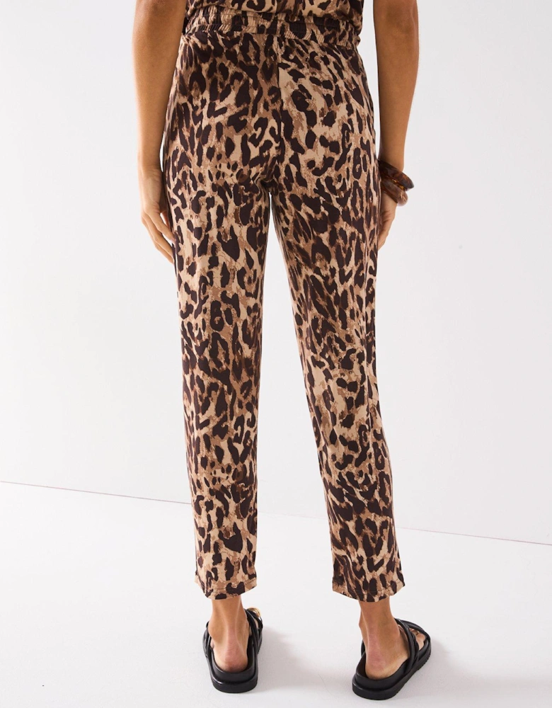 Tapered Leg Trouser - Brown Print