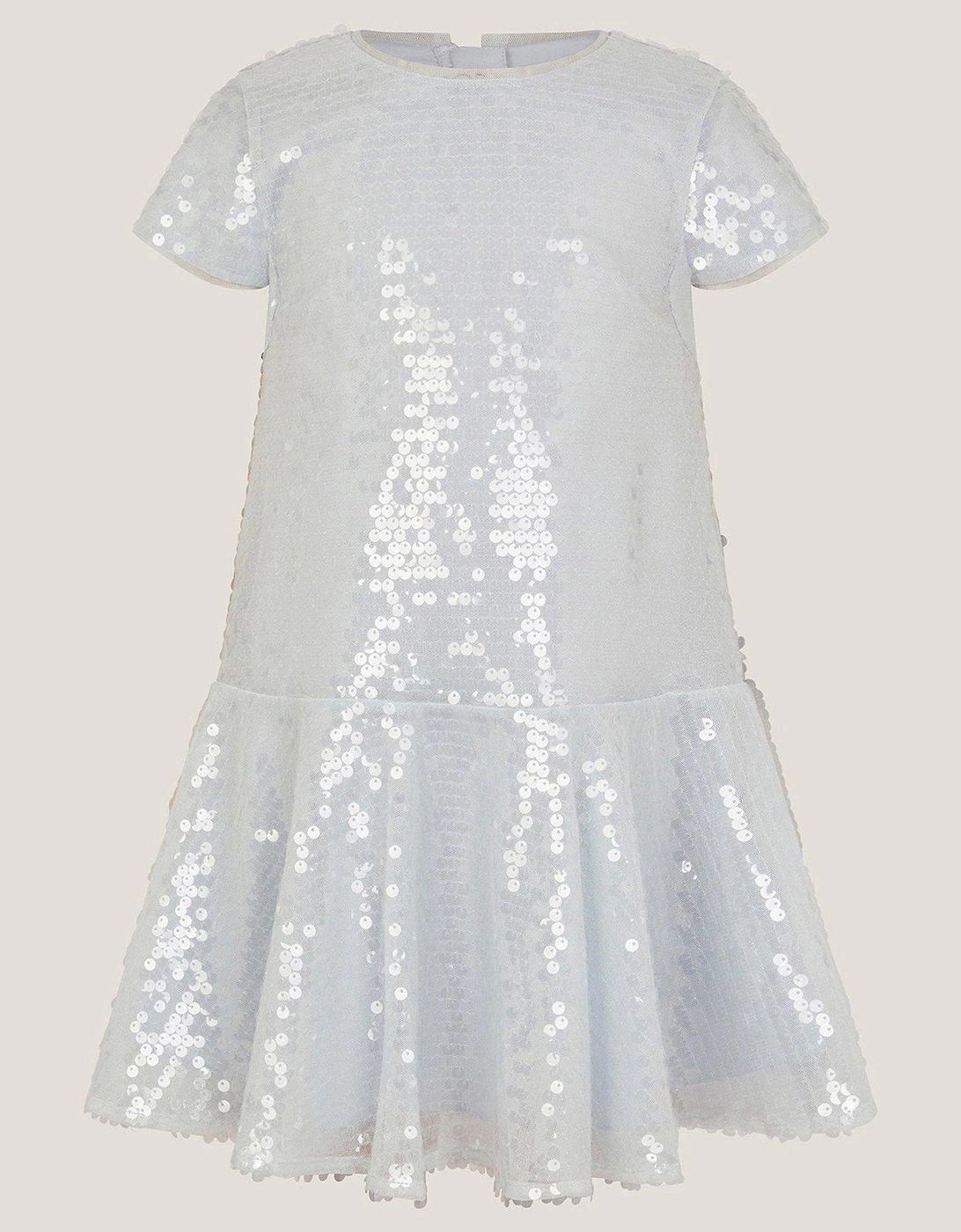 Girls Sequin Drop Waist Dress - Light Blue, 2 of 1