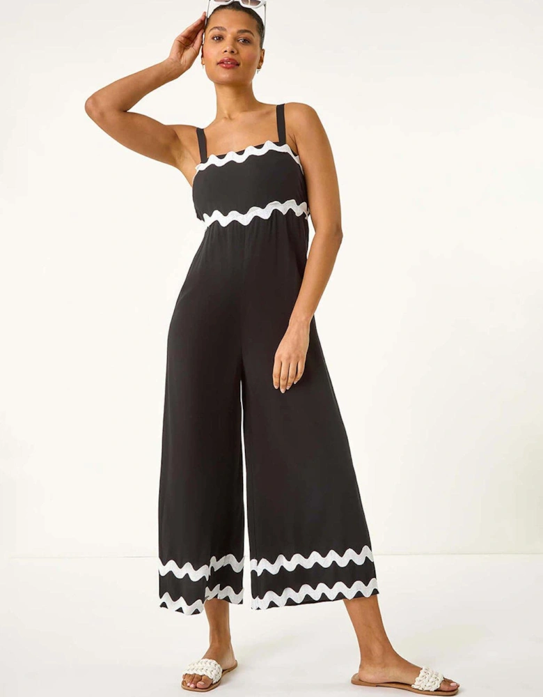 Ric Rac Strap Detail Jumpsuit - Black