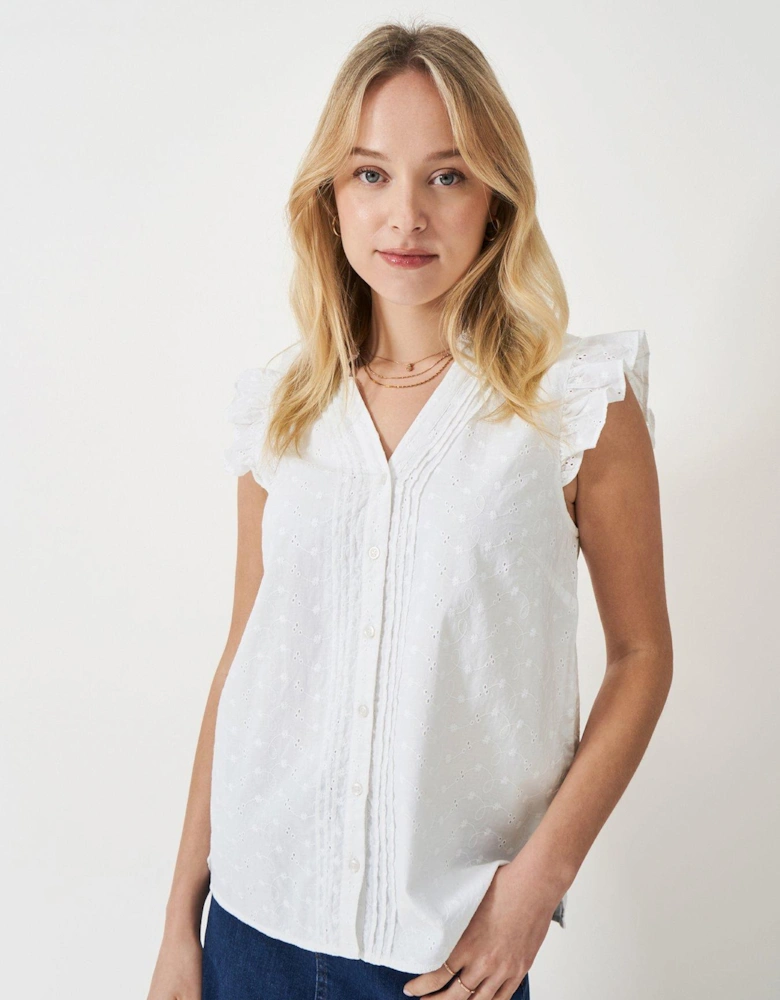 Jade Broderie Blouse - White
