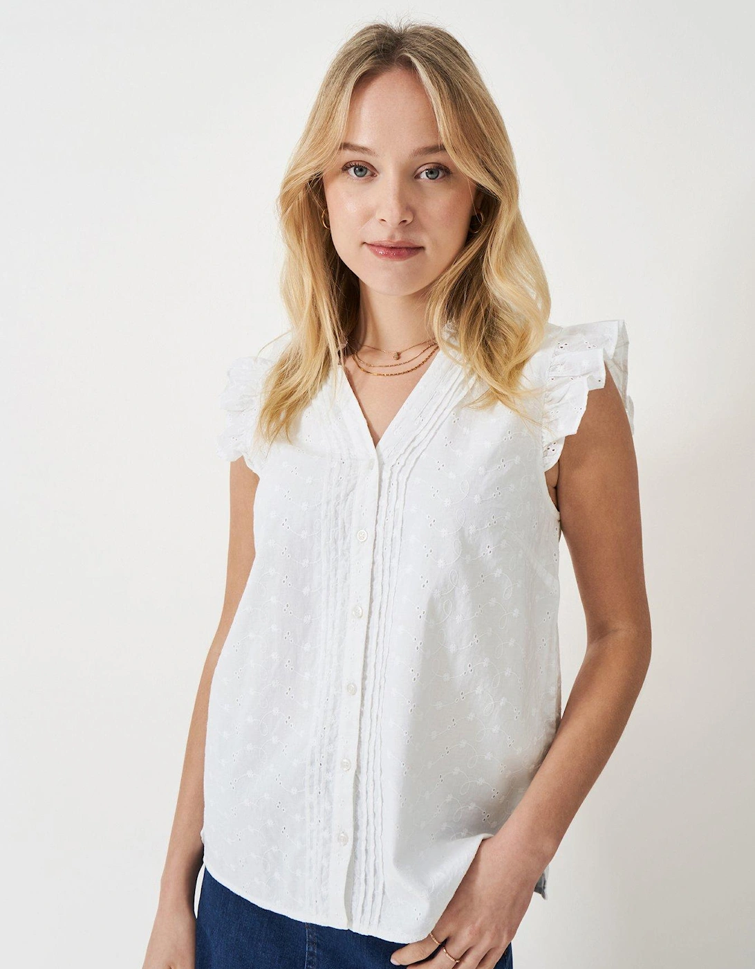 Jade Broderie Blouse - White, 2 of 1