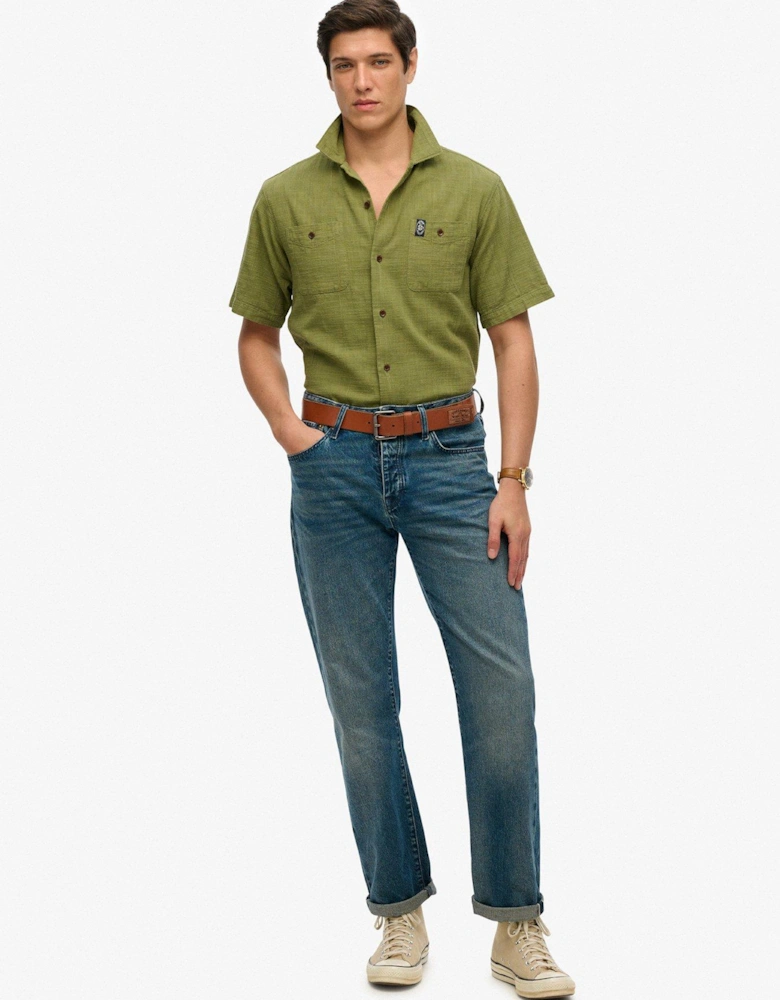 Merchant Short Sleeve Textured Shirt - Green