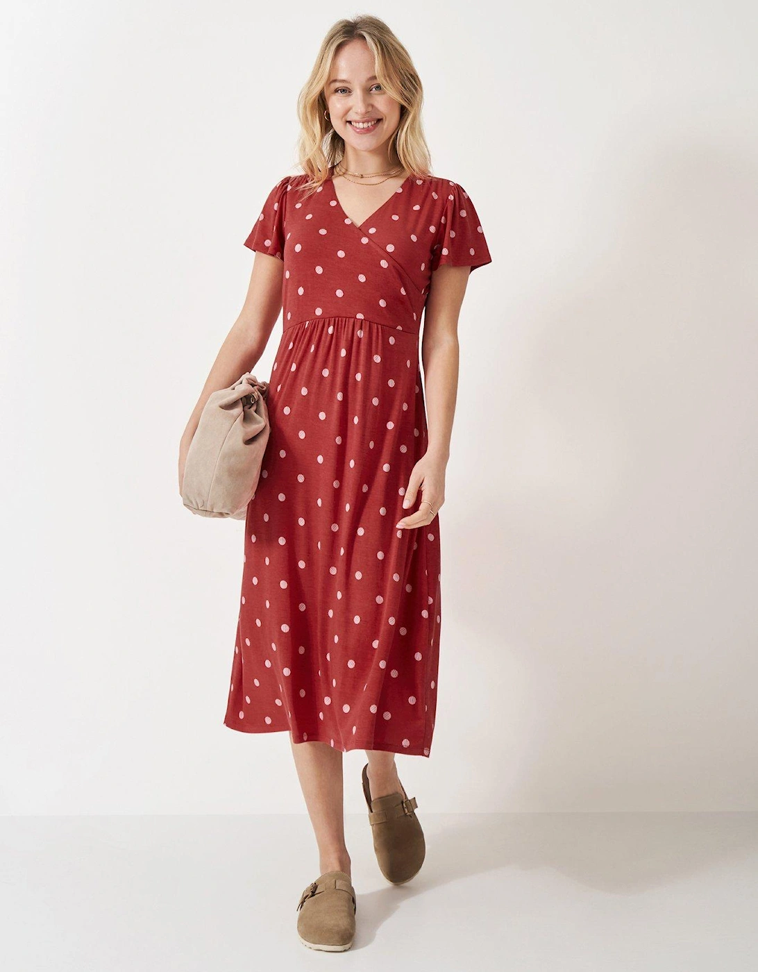 Edith Wrap-Front Jersey Dress - Red, 2 of 1