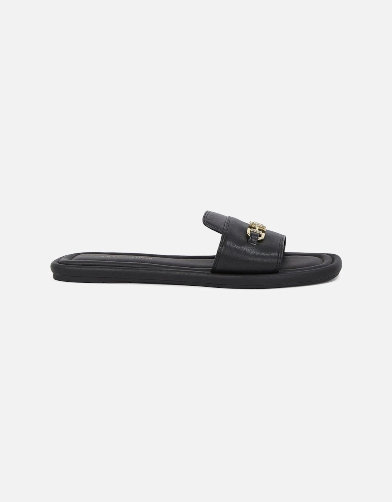 Leather Horsebit Mule Sandals - Black
