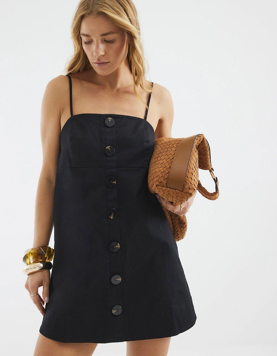 Button Shift Mini Dress - Black, 2 of 1