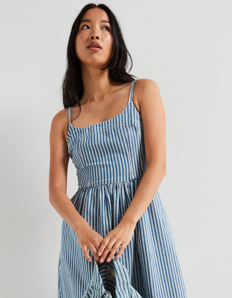 Alessie Bustier Dress - Mischa Stripe Denim