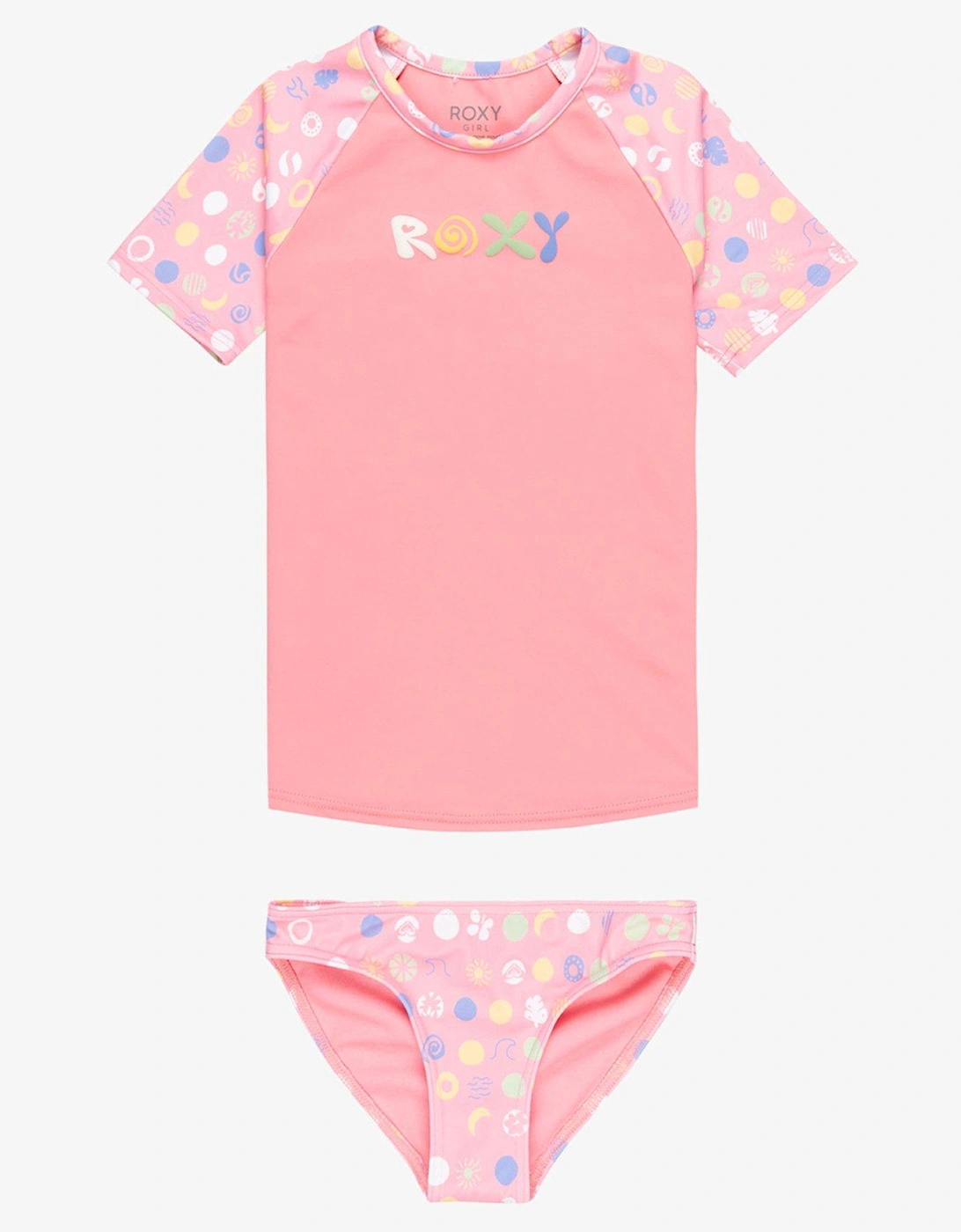 Girls Dot Short Sleeve Lycra Rashguard Set - Pink, 4 of 3