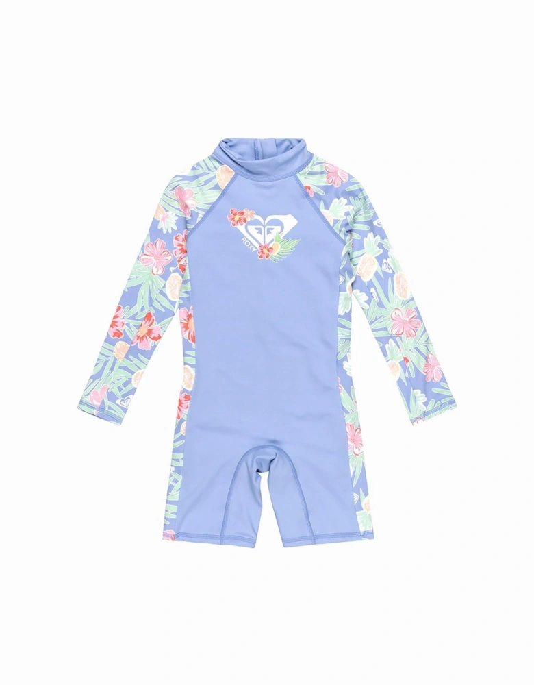 Girls Tropical Story Springsuit Rashguard - Purple