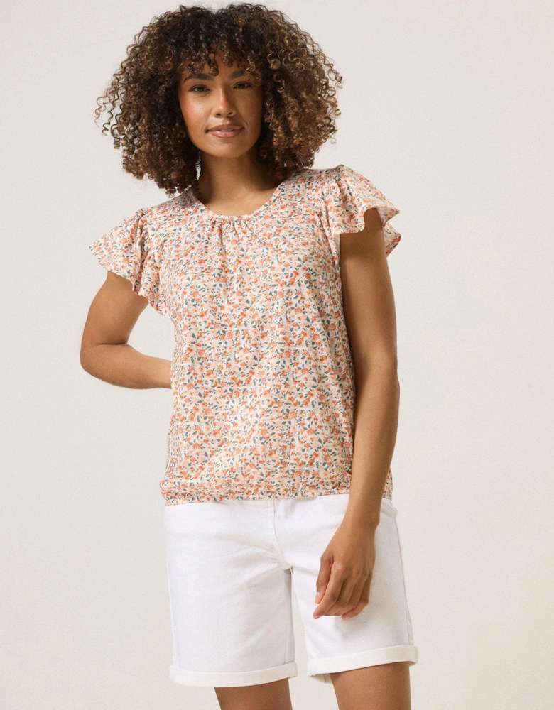 Ditsy Frill Top - Orange