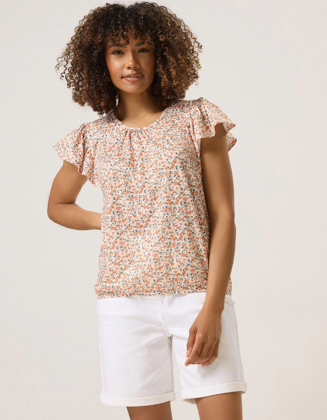 Ditsy Frill Top - Orange, 2 of 1