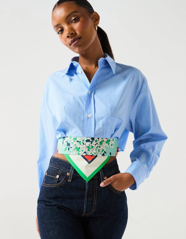 Striped Cotton Cropped Shirt