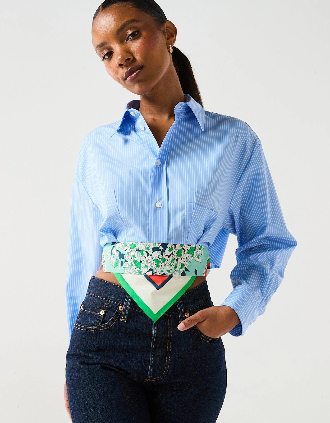 Striped Cotton Cropped Shirt, 2 of 1