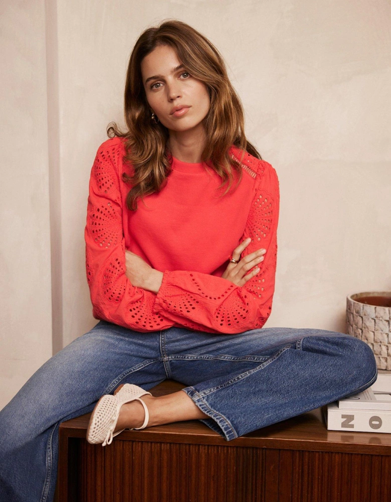 Red Broderie Sweatshirt